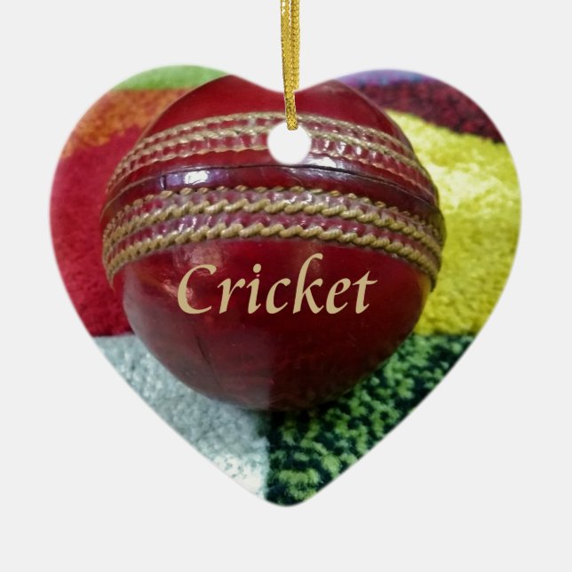 Red Hard Ball Glory Cricket Christmas Ornament Hol (Front)