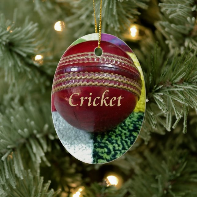 Red Hard Ball Glory Cricket Christmas Ornament Hol (Tree)