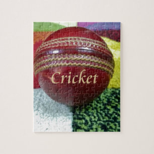 Red Hard Ball Glory Cricket Designer Notebook Mous Jigsaw Puzzle