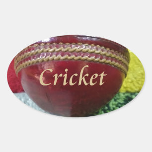 Red Hard Ball Glory Cricket Designer Notebook Mous Oval Sticker