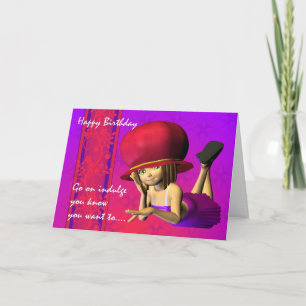 Red Hat Birthday, Cute little girl in a red hat Card