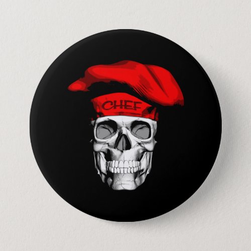 Red Hat Chef Skull Pinback Button