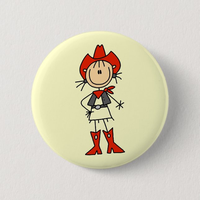 Red Hat Cowgirl Tshirts and Gifts Pinback Button (Front)