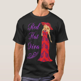 Red Hat Diva Vintage Style Gift  T-Shirt