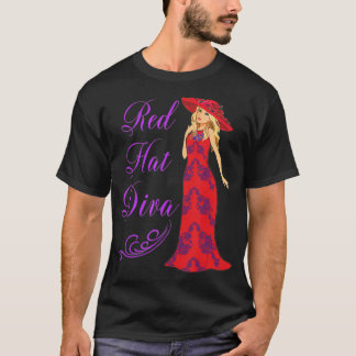 Red Hat Diva Vintage Style Gift T-Shirt