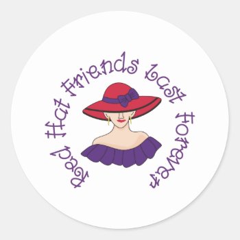 Red Hat Friends Classic Round Sticker by Grandslam_Designs at Zazzle