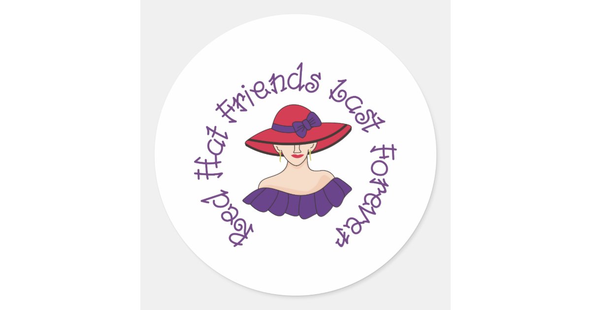 Red Hat Friends Classic Round Sticker | Zazzle