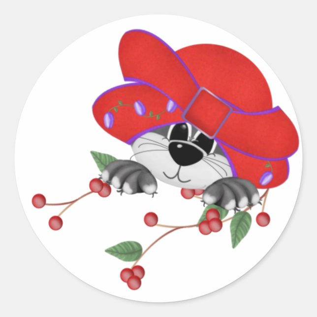 Red Hat Kitty Sticker (Front)