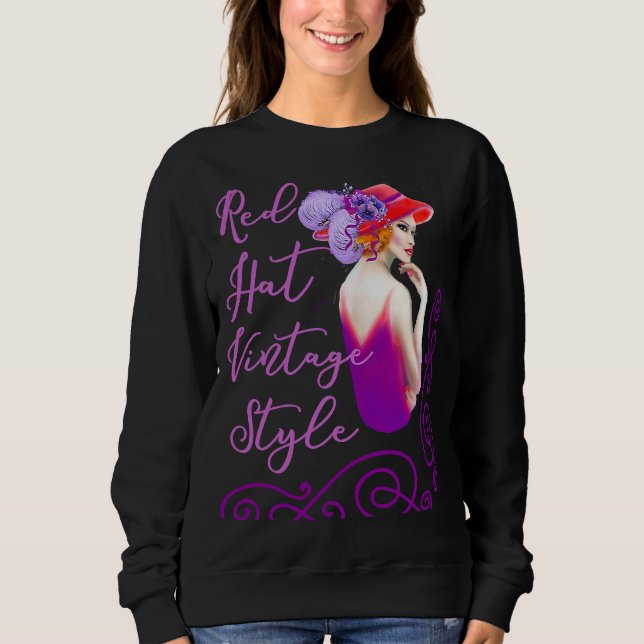 Red Hat Ladies Vintage Style in Purple Sweatshirt (Front)