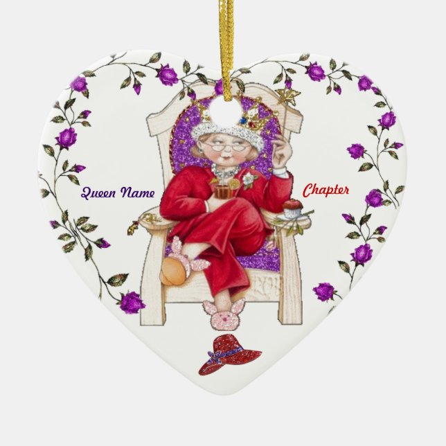 red hat queen ceramic ornament (Front)