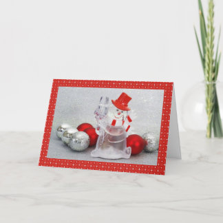 Red hat snowman holiday card