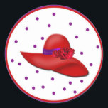 Red Hats Galore Round Stickers<br><div class="desc">Red Hats Galore Christmas collection consists of round stickers,  return labels,  postage stamps and both open and closed and cards printed on each side.</div>