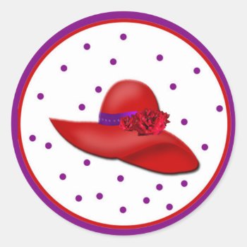 Red Hats Galore Round Stickers by TrudyWilkerson at Zazzle