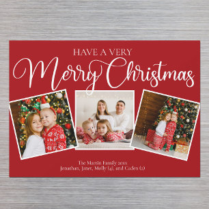 Red Have a Very Merry Christmas Photo Magnet Card