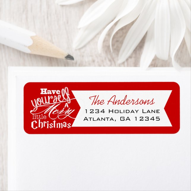 Red Have Yourself a Merry Little Christmas Label (Insitu)