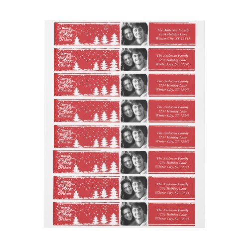 Red Have Yourself a Merry Little Christmas Wrap Around Address Label