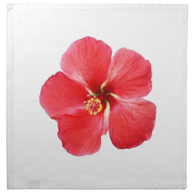 Red Hawaiian Hibiscus Flower Cloth Napkin (Front)