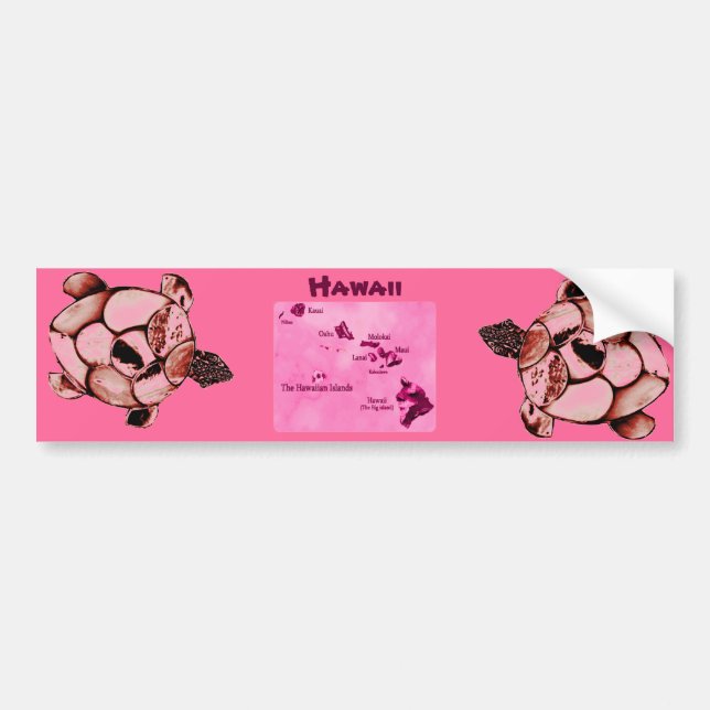 Red Hawaiian Honu Turtle bumper sticker (Front)