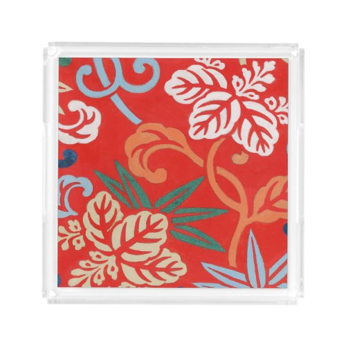 Red Hawaiian Japanese Kimono Acrylic Tray