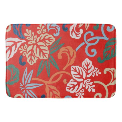 Red Hawaiian Japanese Kimono Bath Mat