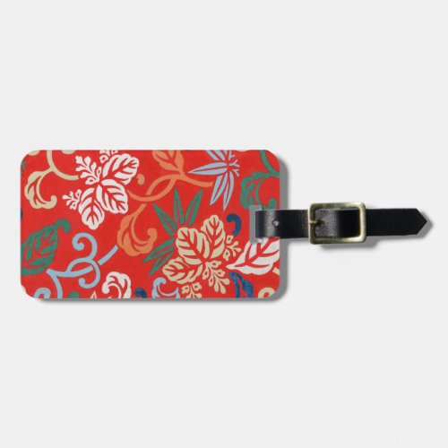 Red Hawaiian Japanese Kimono Design Floral Luggage Tag