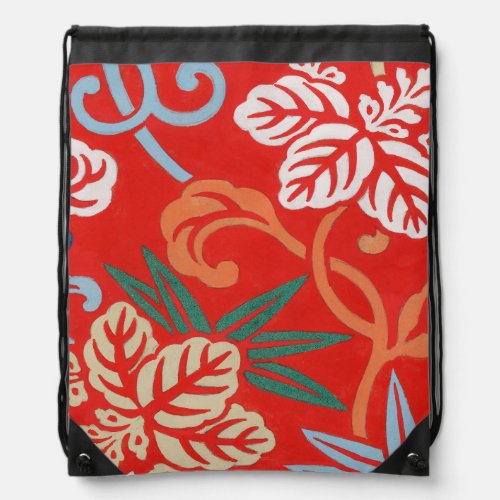 Red Hawaiian Japanese Kimono Drawstring Bag
