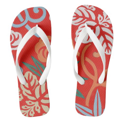 Red Hawaiian Japanese Kimono Flip Flops