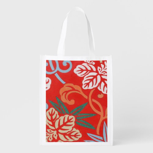 Red Hawaiian Japanese Kimono Grocery Bag