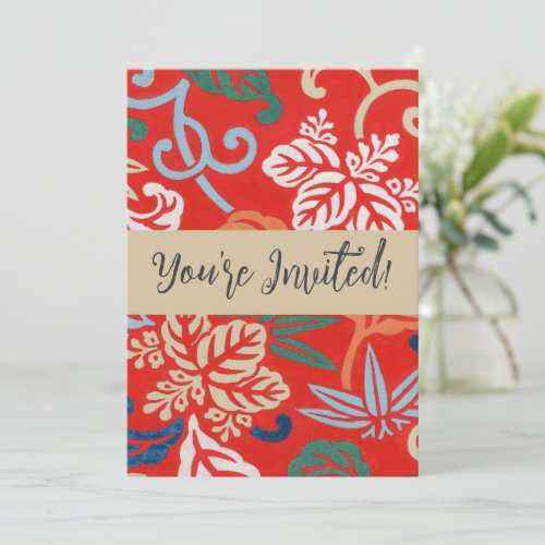 Red Hawaiian Japanese Kimono Invitation