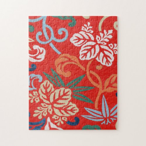 Red Hawaiian Japanese Kimono Jigsaw Puzzle