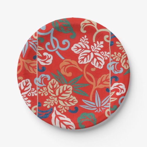 Red Hawaiian Japanese Kimono Paper Plates