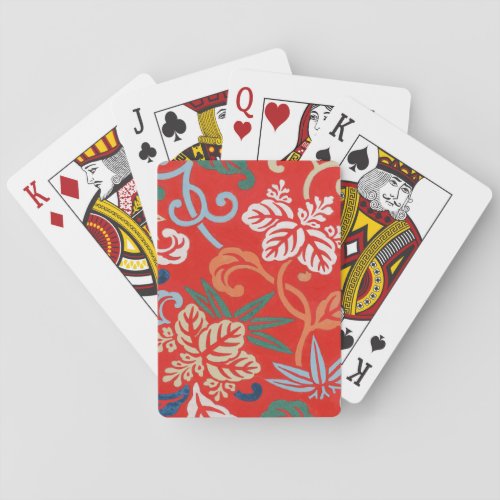 Red Hawaiian Japanese Kimono Playing Cards