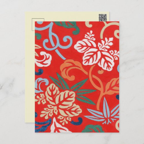 Red Hawaiian Japanese Kimono Postcard