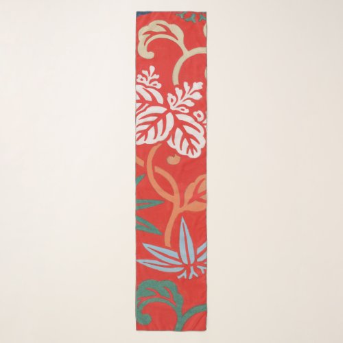 Red Hawaiian Japanese Kimono Scarf