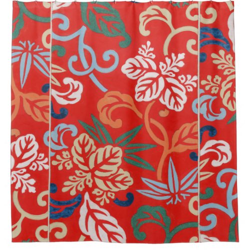 Red Hawaiian Japanese Kimono Shower Curtain