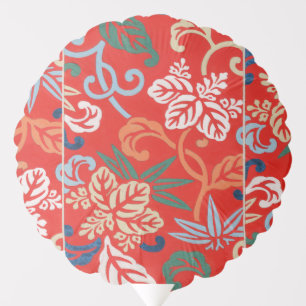 Red Hawaiian Japanese Kimono: Vintage Floral Balloon