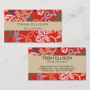 Red Hawaiian Japanese Kimono: Vintage Floral Business Card