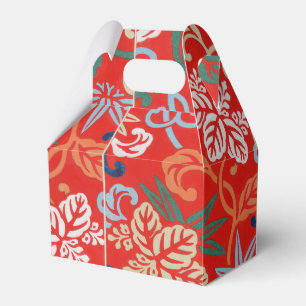 Red Hawaiian Japanese Kimono: Vintage Floral Favor Boxes