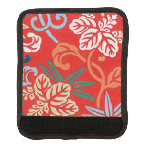 Red Hawaiian Japanese Kimono: Vintage Floral Luggage Handle Wrap