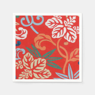 Red Hawaiian Japanese Kimono: Vintage Floral Napkins