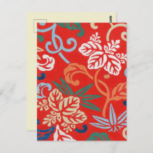 Red Hawaiian Japanese Kimono: Vintage Floral Postcard