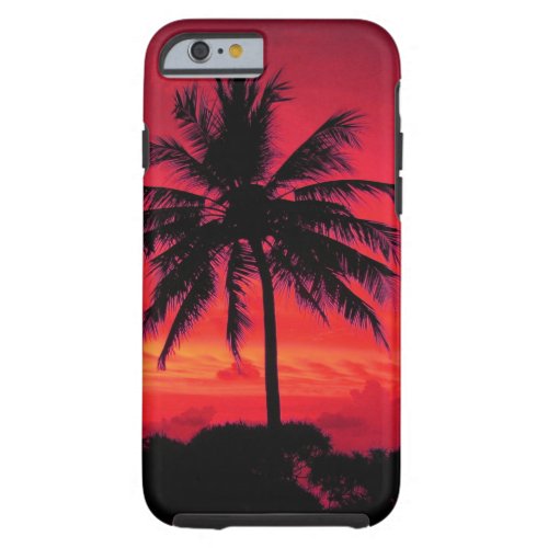 Red Hawaiian Sunset Exotic Palm Trees Tough iPhone 6 Case