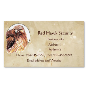Red Hawk Custom Business Bird of Prey  Business Card Magnet