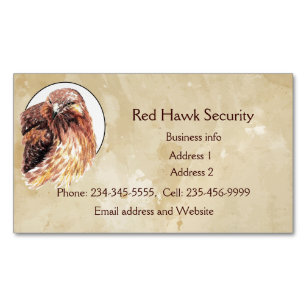 Red Hawk Custom Business Bird of Prey  Business Card Magnet