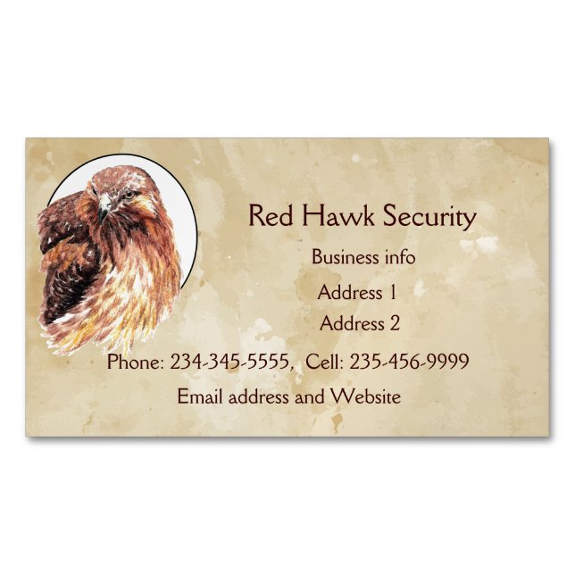 Red Hawk Custom Business Bird of Prey  Business Card Magnet (Front)