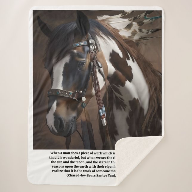 Red Hawk's horse Sundance Sherpa Blanket (Front)