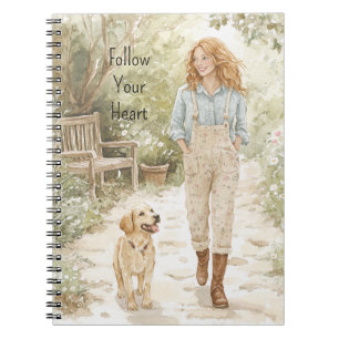 Red Head Girl & Her Dog Notebook