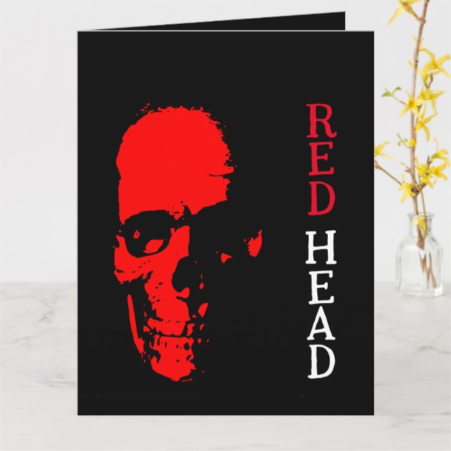 Red Head Greeting Card (Yellow Flower)