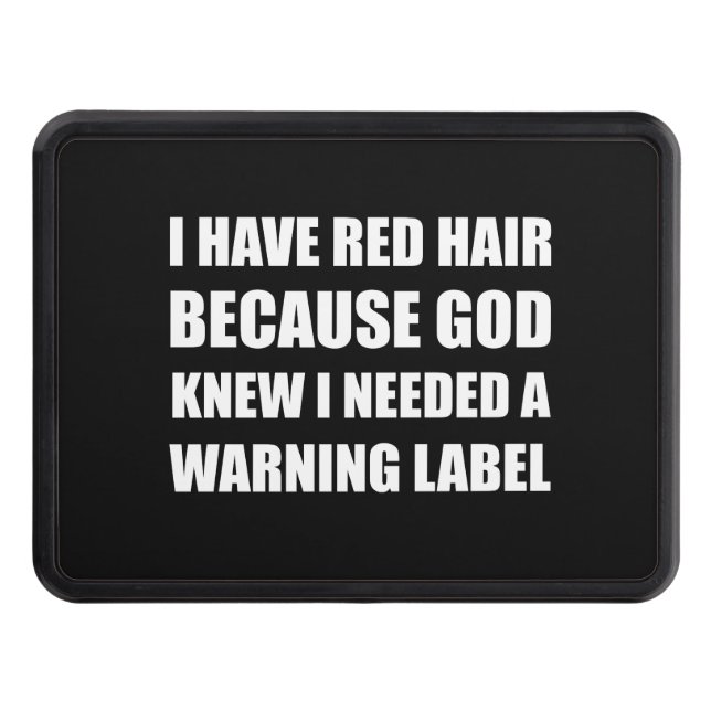 Red Head Hair Warning Label Funny Trailer Hitch Cover (Front)