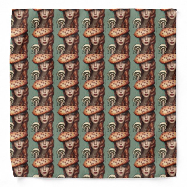 red head mushroom lover design bandana (Front)